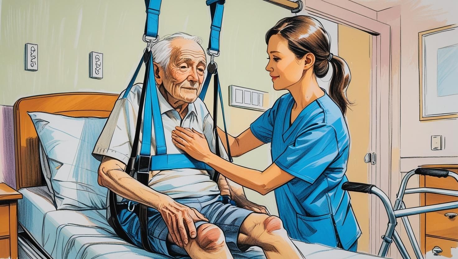 Our senior care services in Mississauga include professional Hoyer lift assistance, where trained caregivers use proper techniques and equipment to safely transfer seniors with limited mobility between bed, wheelchair, or commode in the comfort of their home.