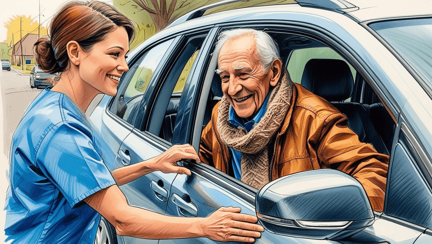 "PSW assisting a senior with safe transportation to appointments, errands, or social outings, providing reliable senior support in Mississauga and Brampton."