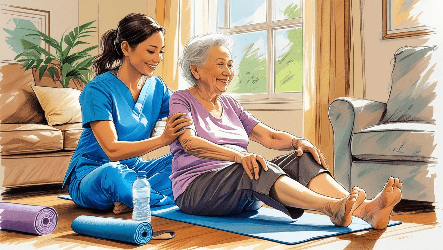 Our senior care services in Mississauga include in-home exercise assistance for seniors, where caregivers help with range of motion activities to improve mobility, flexibility, and physical well-being under professional guidance.